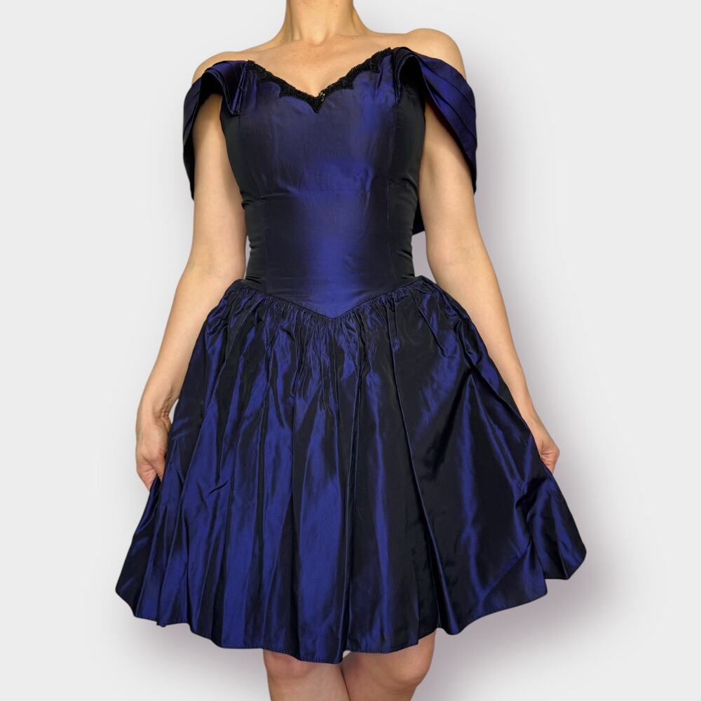 Vintage 90s Jessica McClintock Blue Party Dress - Picture 2 of 8